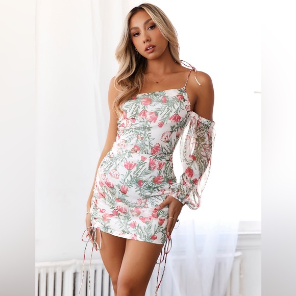Hello Molly Dresses & Skirts - Hello Molly One Shoulder White Floral Dress